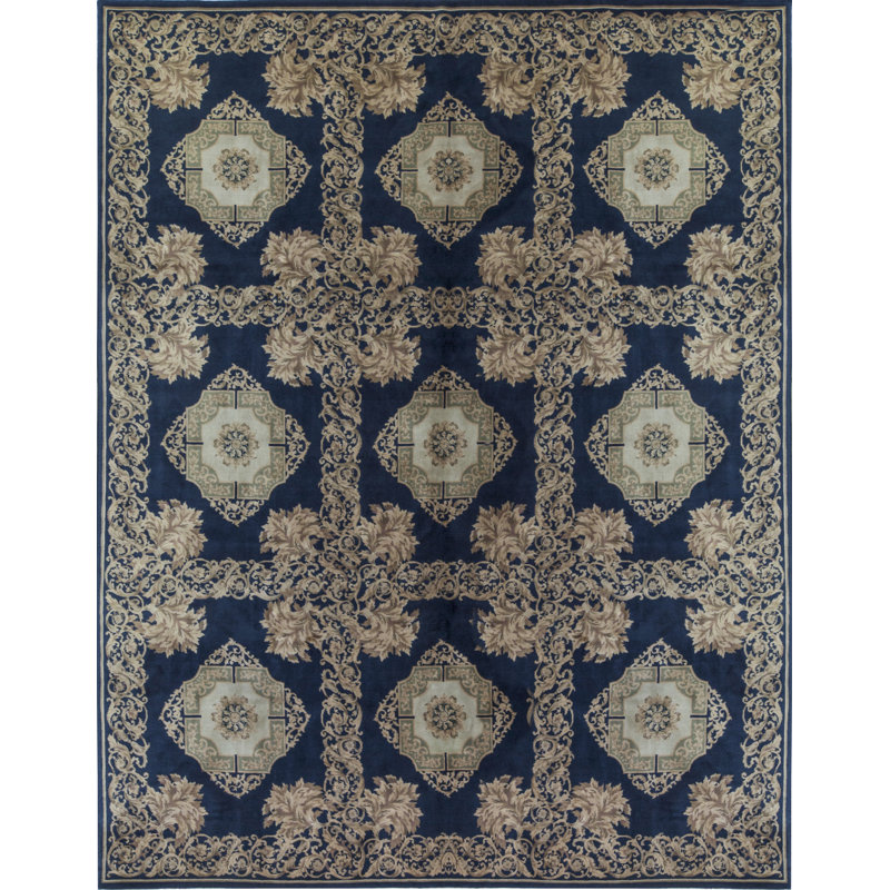 Savonnerie Wool Geometric Area Rug