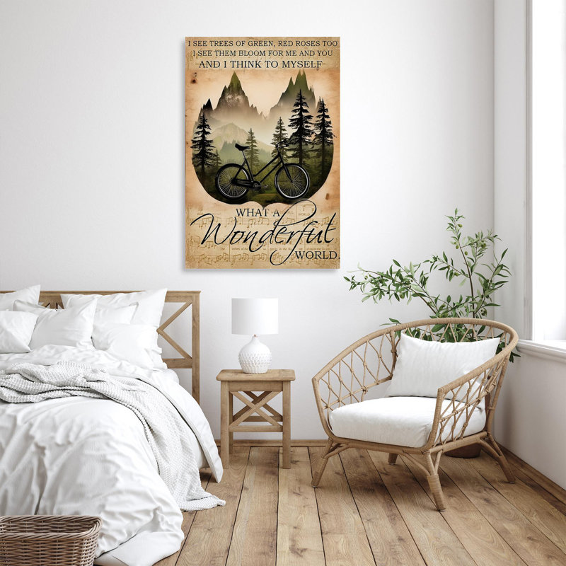 Ashwaq, bicyclette, What A Wonderful Wrold, impression sur toile, H 36 po x l 24 po x P 1,25 po