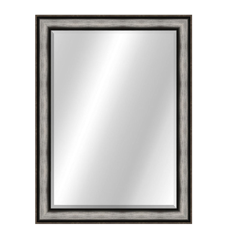 Metropolis Flat Beveled Mirror, Pewter, 34" x 28"