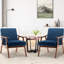 Chaise de salon de style Mid-Century en velours bleu avec rembourrage, chaise d'appoint moderne, structure en bois massif, velours, pour chambre à coucher, espace, salle de lecture, ensemble de montage sans effort-743291348