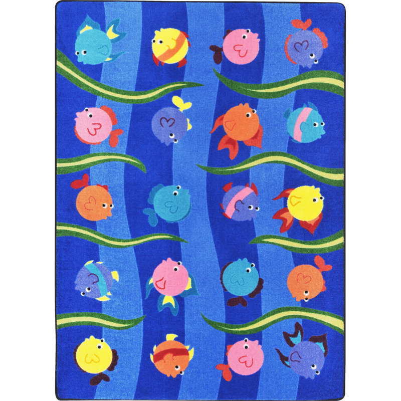 Friendly Fish© Rectangle Machine Tufted Nylon Rug, 7'8" x 10'9"