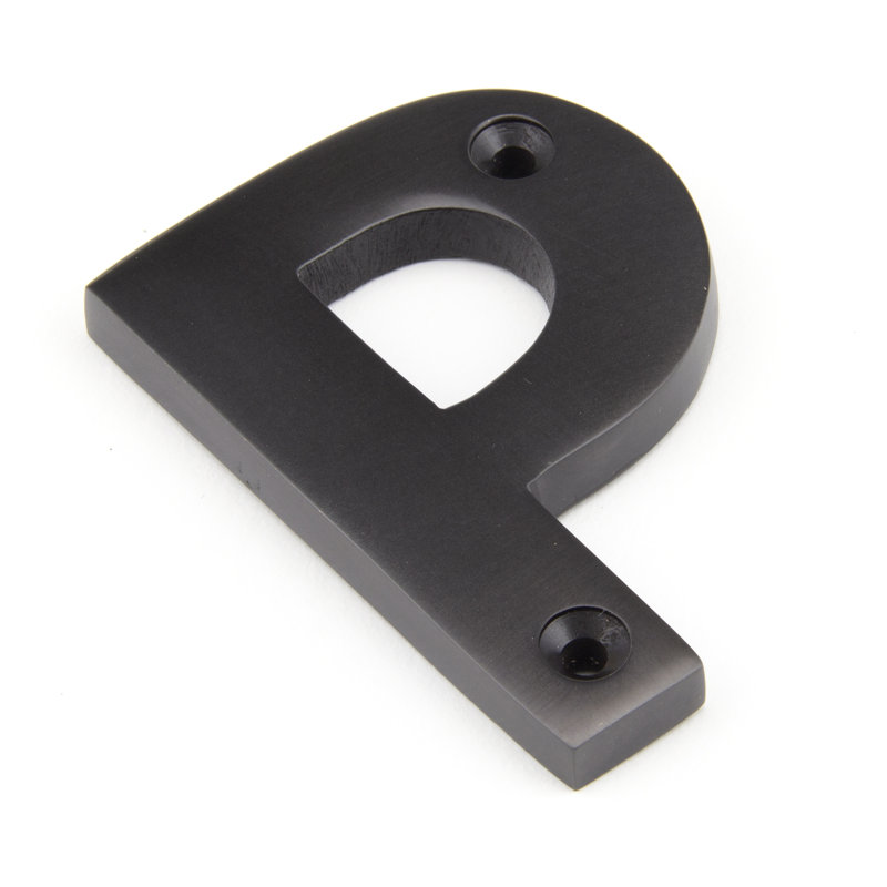7.8cm H Metal House Letter, P, Aged Bronze