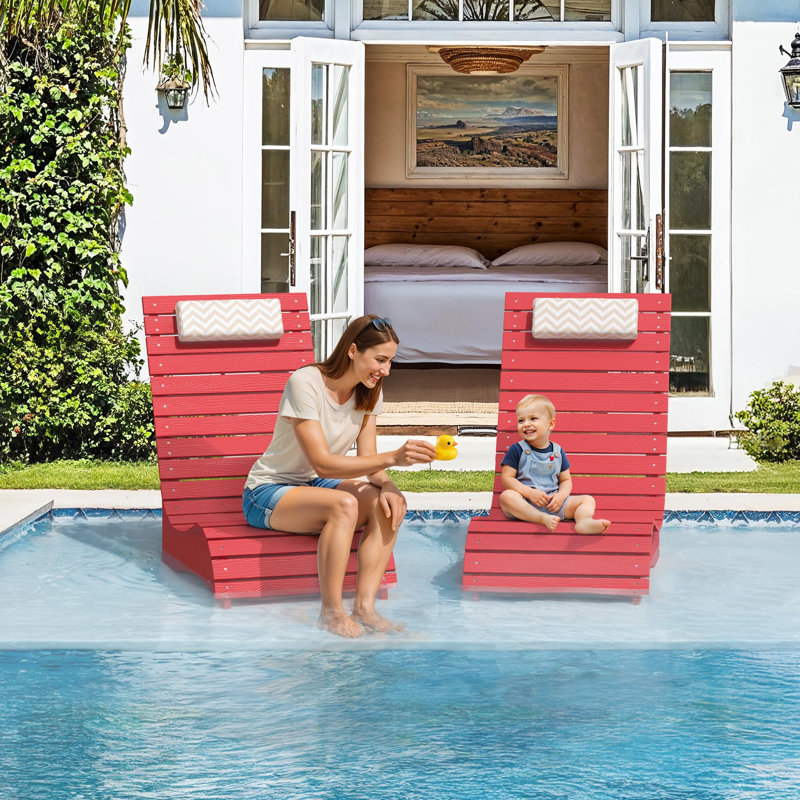 Pool Lounge Chairs Set of 2, Bright Red