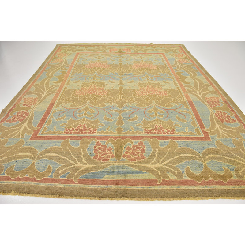 Tapis de la surface en laine bleu/brun 10 pi x 12 pi 10 po one-of-kind-noué la main Mehdi