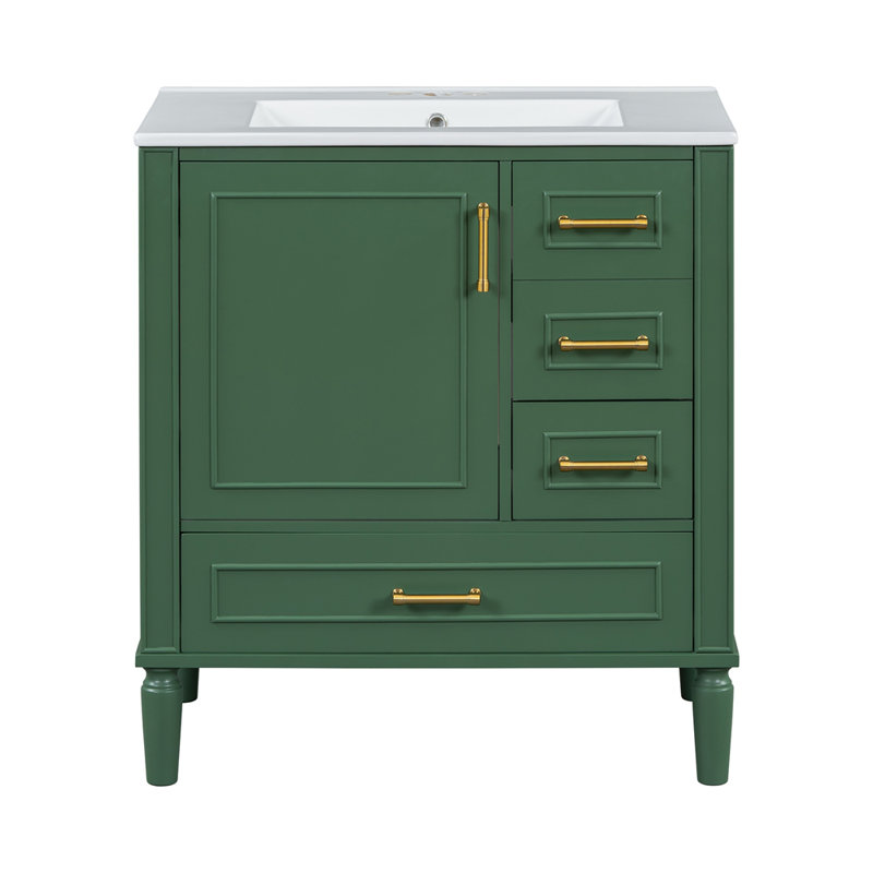 Grand meuble-lavabo moderne et fonctionnel, Vert