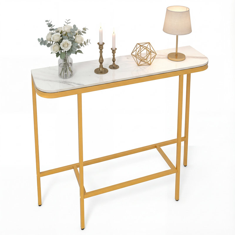 110cm Stone Top Console Table, Gold