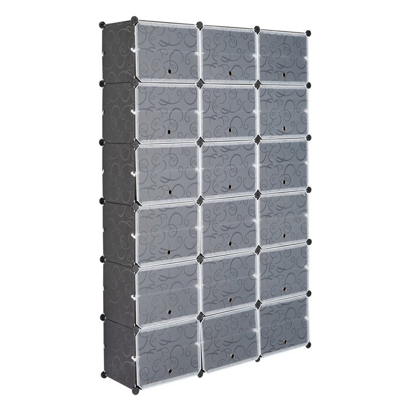 Armoire de rangement pour chaussures empilable Avaeya, Noir, noir, noir, noir