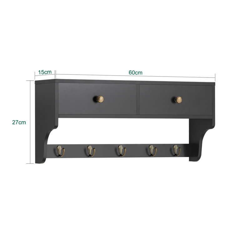 Isidore Wall 5 - Hook Wall Mounted Coat Rack, Black