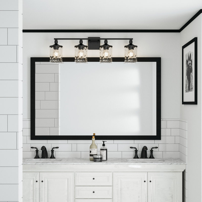 Éclairage pour meuble-lavabo à 3 lumières Baldwin, Noir mat, Quatre lumières