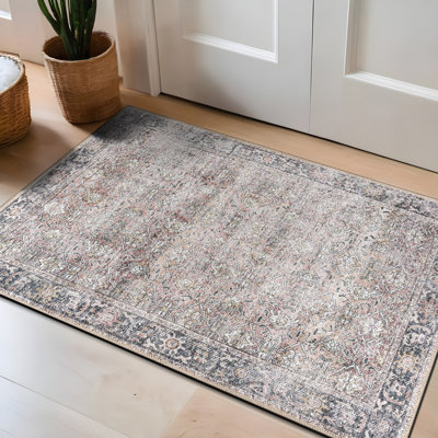 Vintage Distressed Machine Washable Non Slip Area Rug