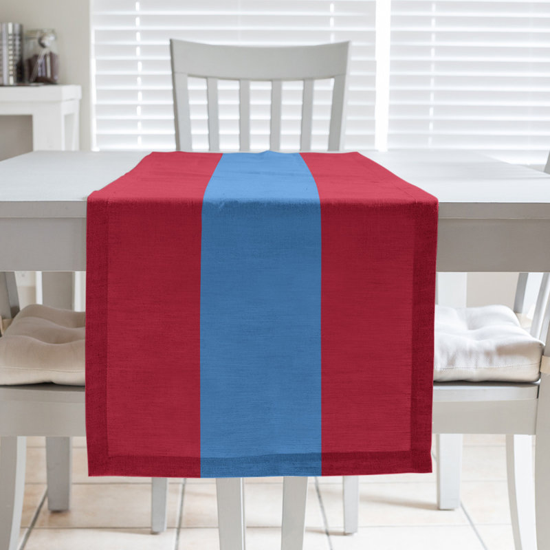 New Orleans Football Stripes Table Runner, 72" x 16", Polyester, Houston Throwback Football Rose Red/Blue