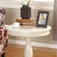 Table d'appoint ronde blanche - construction en H 26,5 po et bois de style classique-2142502759
