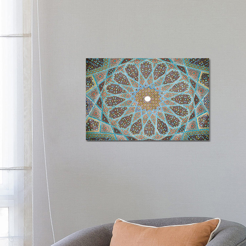Tomb Of Hafez Mosaic - Print on Canvas, 101.6 cm H x 66.04 cm W, Black Framed