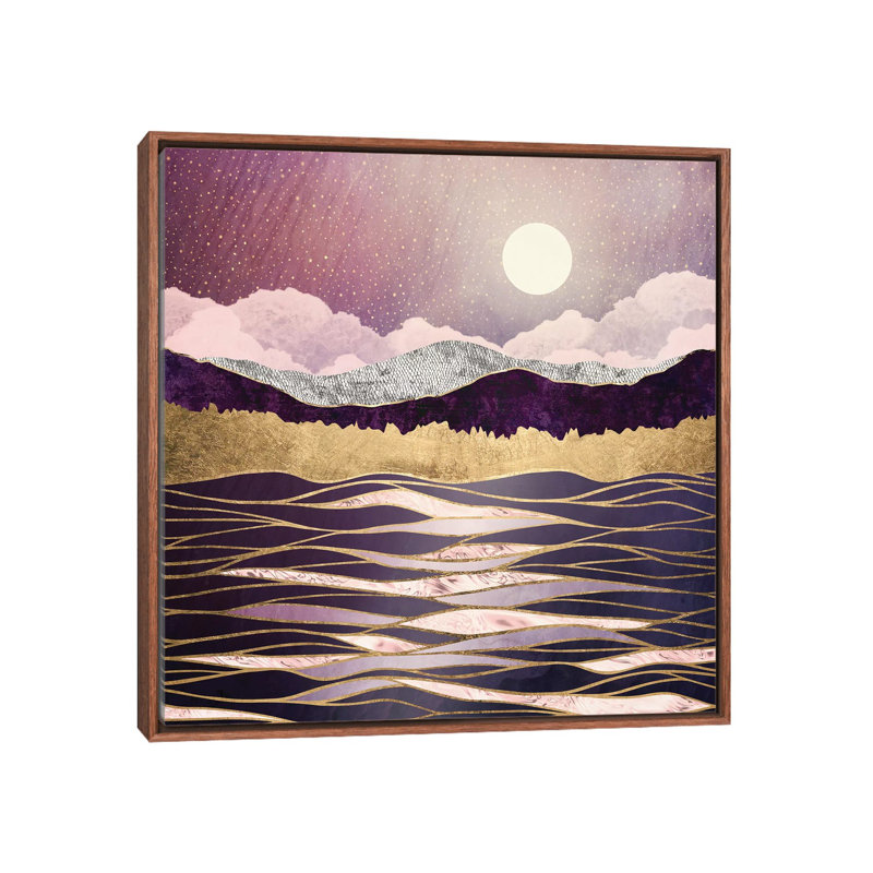 Ondes lunaires - impression, Cadre flottant brun, H 26 po x l 26 po x P 1,5 po