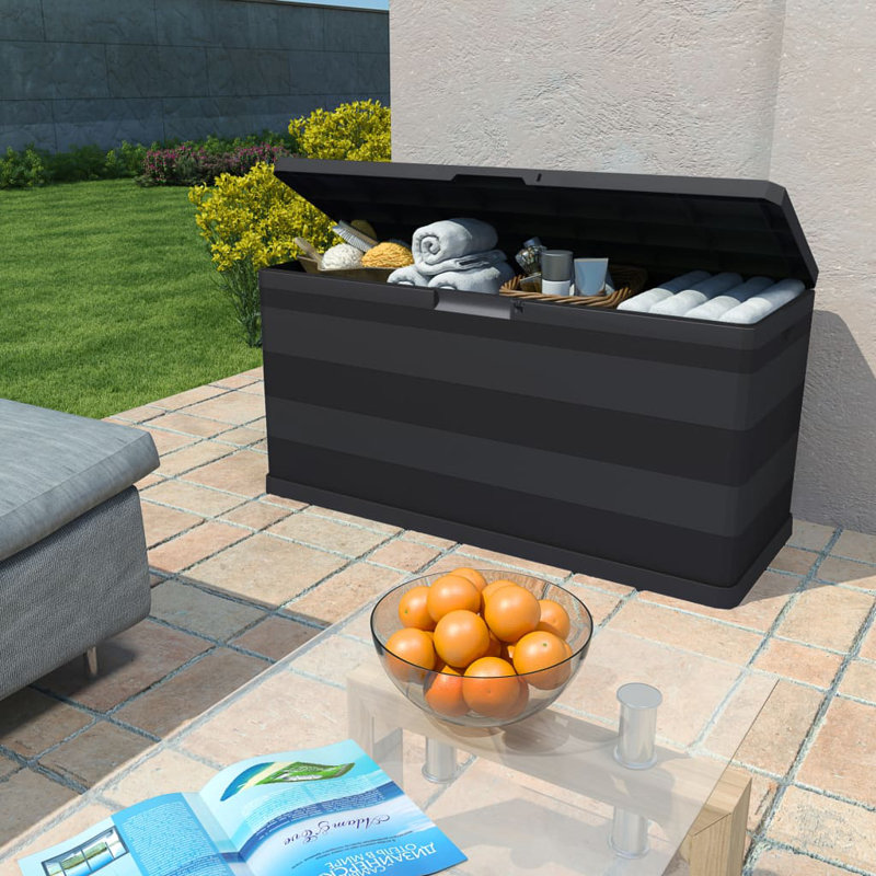 East Urban Home Burkhart 74 Gallon Water Resistant Lockable Deck Box, Black