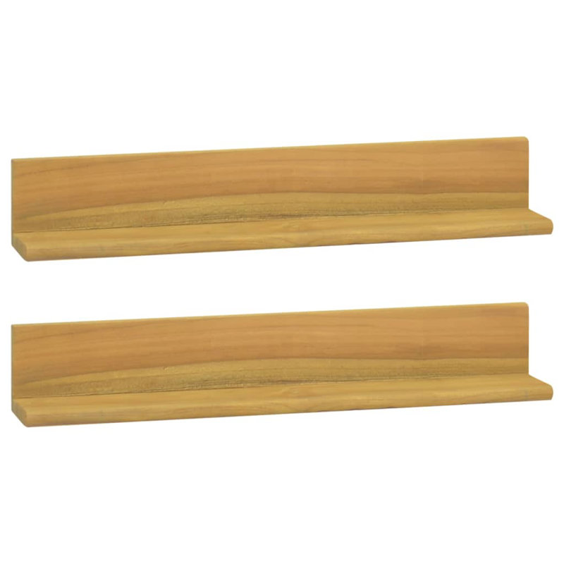 Iowa Park 2 Piece Teak Solid Wood Floating Shelf, 10cm H x 60cm W x 10cm D