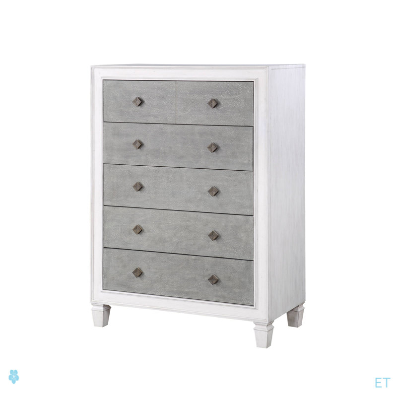 Commode Katia gris rustique et blanc vieilli