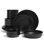 over&back Rimmed 16-Piece Semi Hand-Finished Stoneware Dinnerware Set, Service for 4