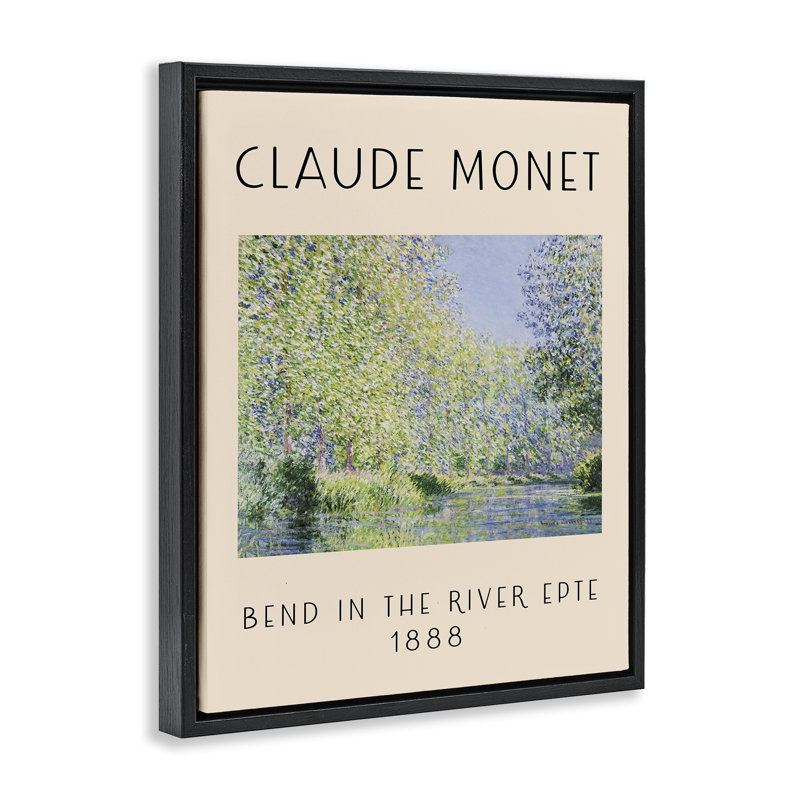  «Classic River Bend Monet» par Daphne Polselli, Cadre flottant noir de jais, H 21 po x l 17 po