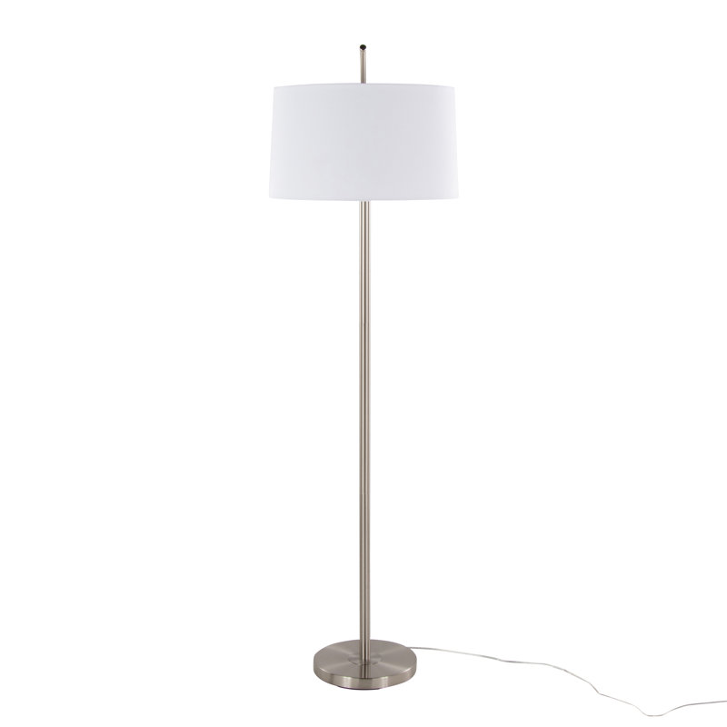 Lampe sur pied 69 po John-Stephan, Nickel brossé, Blanc