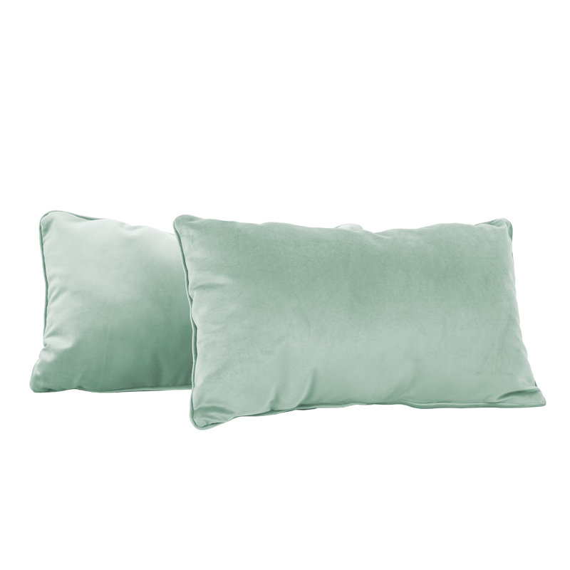 Rectangle Lumbar Microfiber Pillow with Piping, 2-pack, Aloe, Rectangular 12"H x 20"W