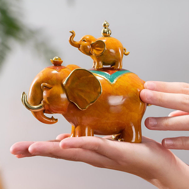 Statue d'éléphant de bon augure - cadeau de décoration de bureau élégant