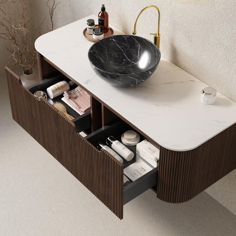 Meuble-lavabo de salle de bain 48 po avec lavabo, lavabo mural 48 po