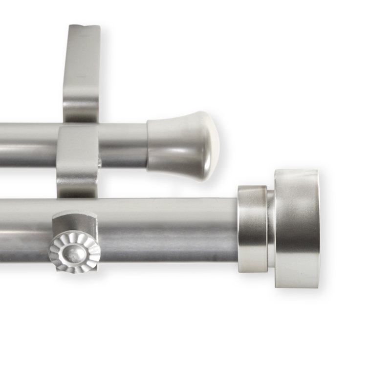 Tringle à rideaux double réglable, Nickel satiné, l 120 po à 170 po