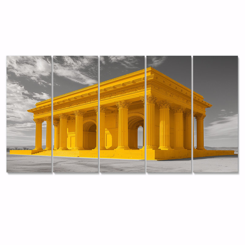 Ensemble de salon mural jaune et gris Lincoln Monument, H 32 po x l 80 po