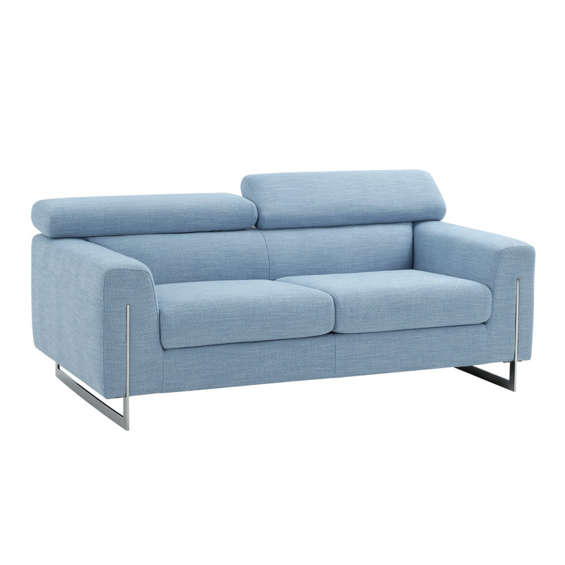 Causeuse à accoudoirs carrés 72,44 po Serena, Polyester bleu / mélange de polyester