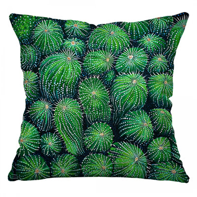 Coussin décoratif en cactus, sergé de coton botanique