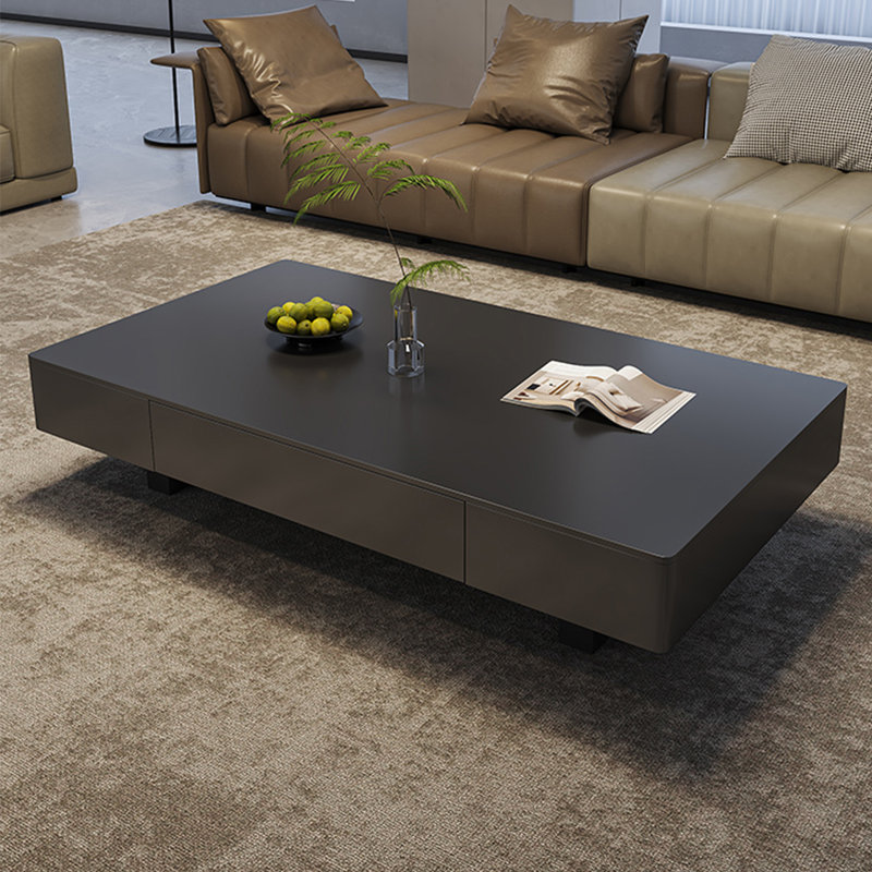 Modern creative square rock plate coffee table, 13.8" H x 47.2" L x 23.6" W