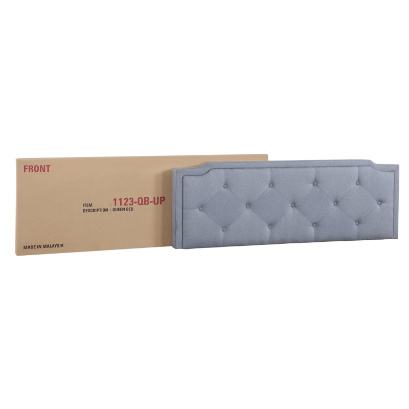 Upholstered Panel Bed, Queen, Blue
