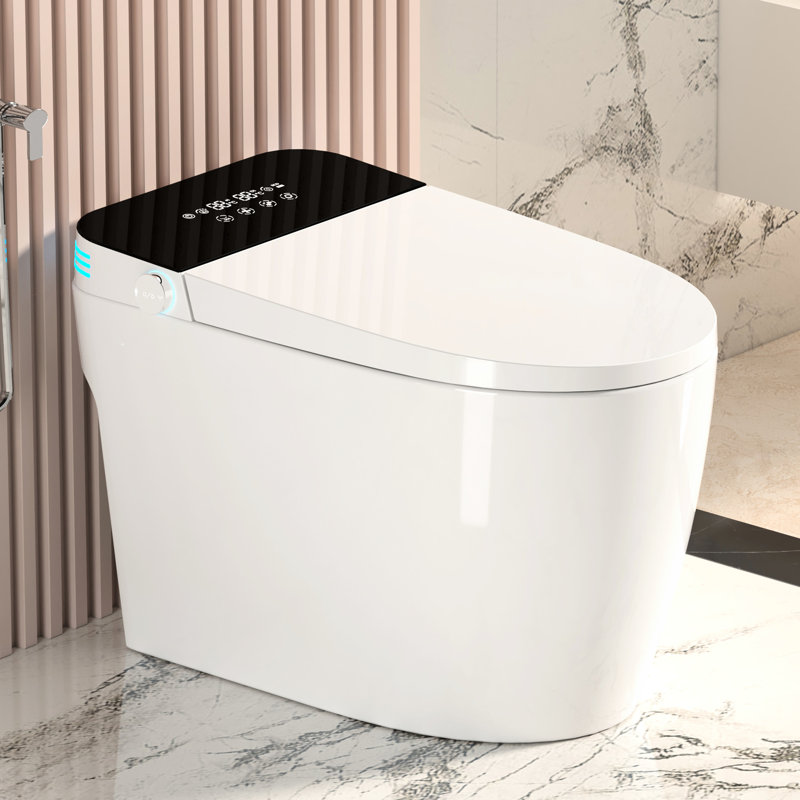 Intelligent Bidet Toilet With Heated Seat, Auto Open/Close, Warm Air Drying, And Night - Siphonic Jet For Cleanliness, Battery Backup, Rear Move Washing Smart Open/Close Lid, Water, Remote Control