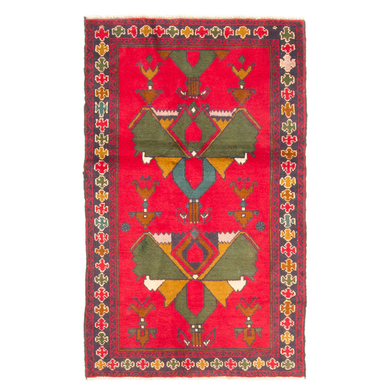 Tapis rouge Teimani 2 pi 10 po x 4 pi 6 po