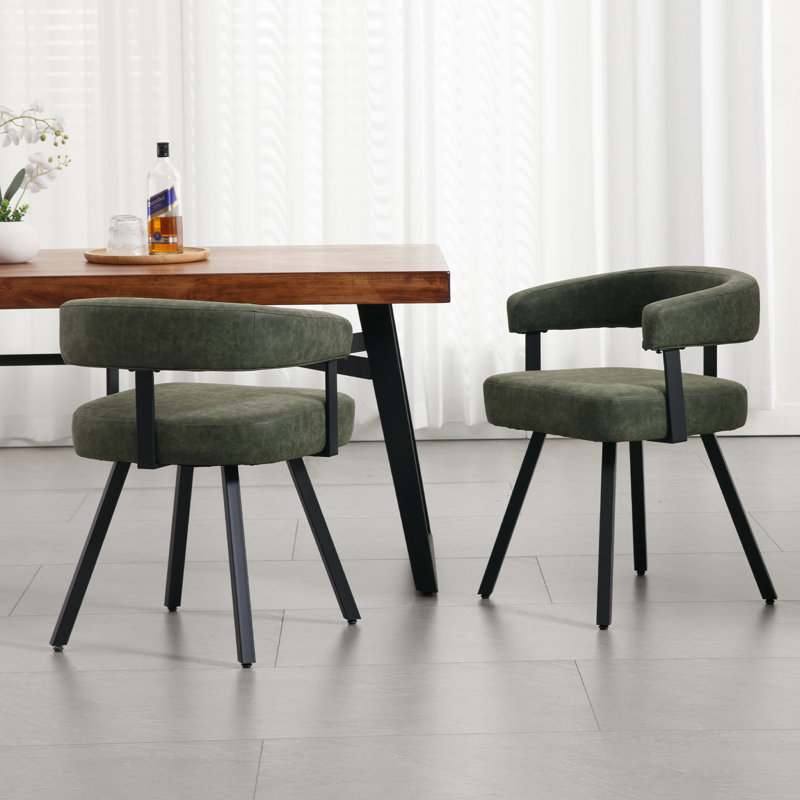 Chaise de salle à manger rembourrée en similicuir en polyuréthane, Vert
