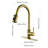 High Arc Pull Out Kitchen Faucet In Brushed Gold - Stainless Steel With 3 Water Output Settings  Stream, Spray,   & Sleek Appearance Single Handle Down Forms-212450868