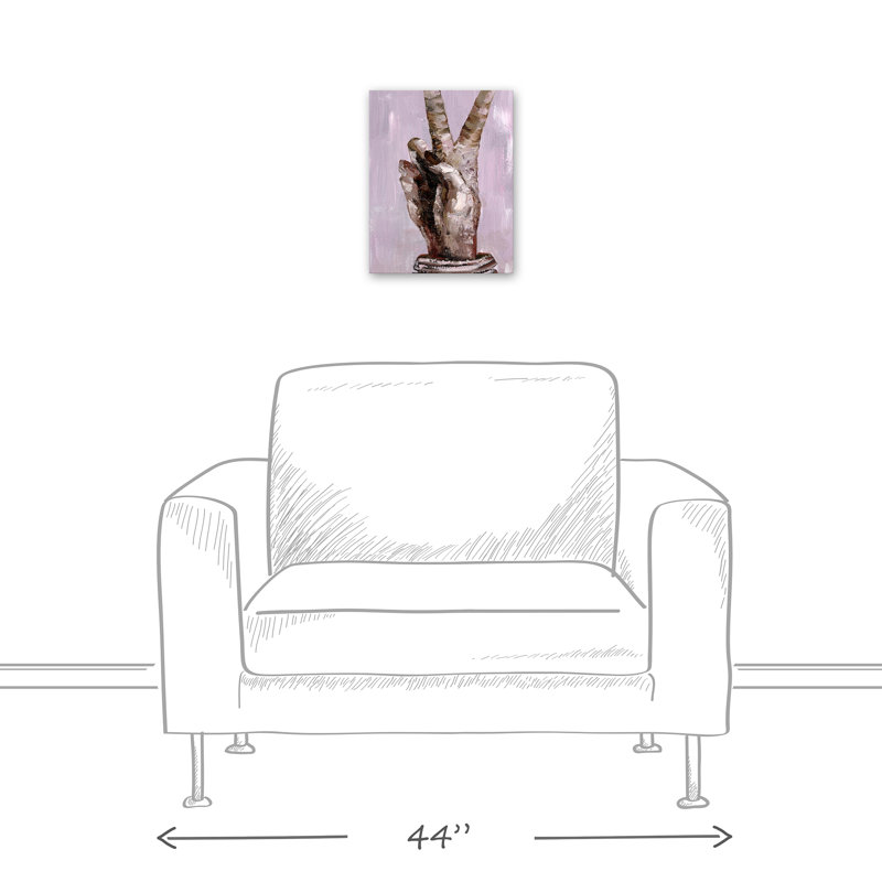 Signe de paix sur toile, H 14 po x l 11 po x P 1,25 po