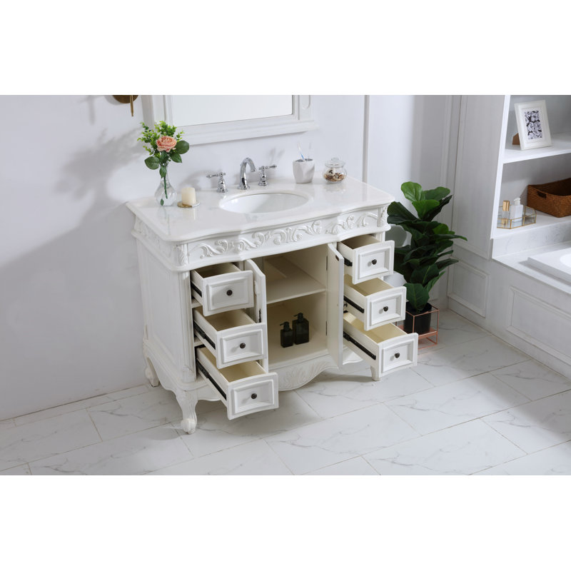 Ensemble de meuble-lavabo simple 42 po Northwich, Blanc antique, Blanc ivoire