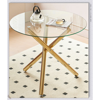 Ensemble de salle à manger Mid-Century 5 pièces avec plateau en verre et pieds en métal, avec tables de bout et tables basses pour une utilisation polyvalente
