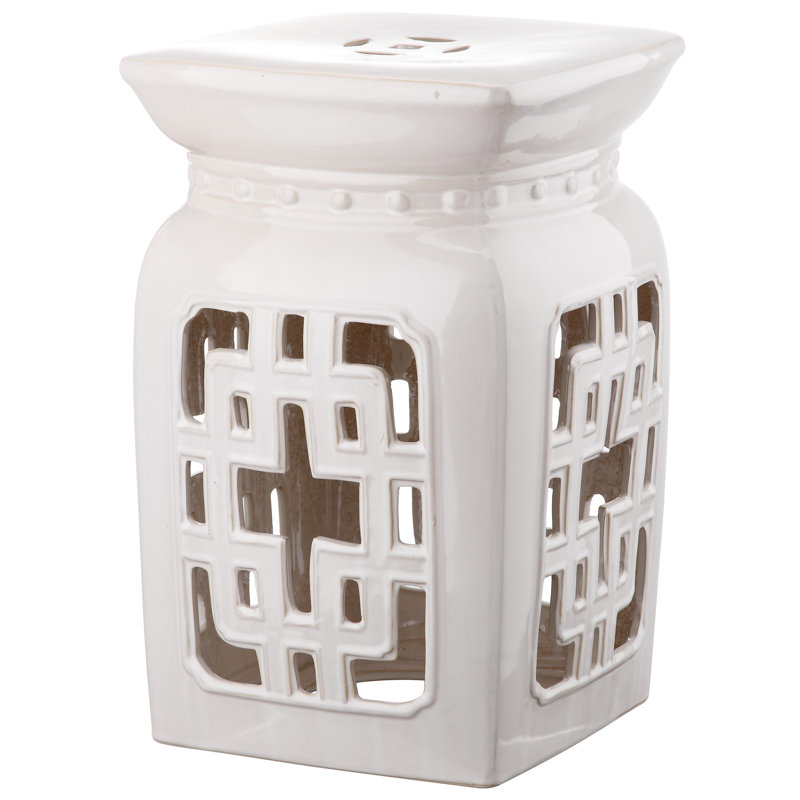 Amedee Ceramic Accent Stool, Cream