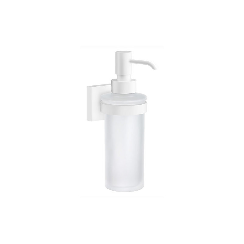 Wall mounted soap/lotion dispenser - square escutcheon -frosted glass container