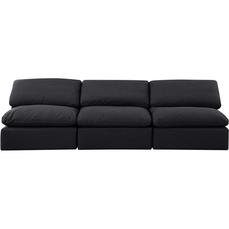 Canapé rembourré 105 po Itala, Tissu texturé en lin noir