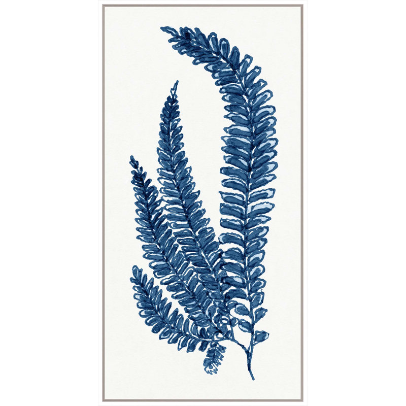 Blue Fern 3 Print, White Floater Framed, 31" H x 16" W