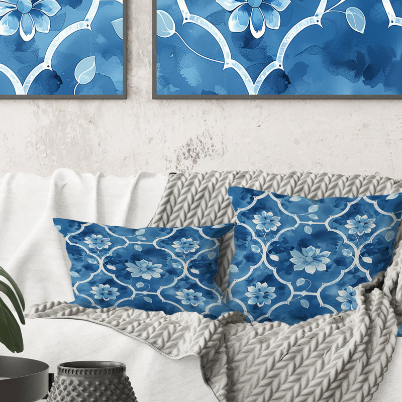 Coussin lombaire bleu Modern Trellis III