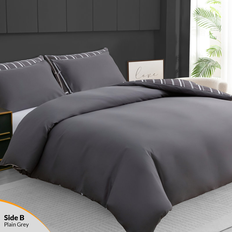 Premium Duvet Cover Set Double Brushed Microfiber Reversible With Zipper Closure & Corner Ties