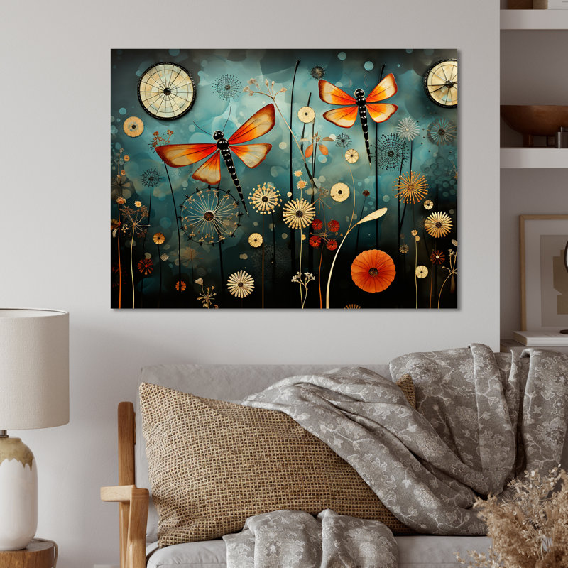 Dragonflies In The Meadow - Insects & Bugsmetal Wall Art MT134687, 12" H x 20" W x 1" D
