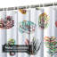 Abstract Succulent Cactus Plants White Graphic Shower Curtain with 12 Hooks-896819935