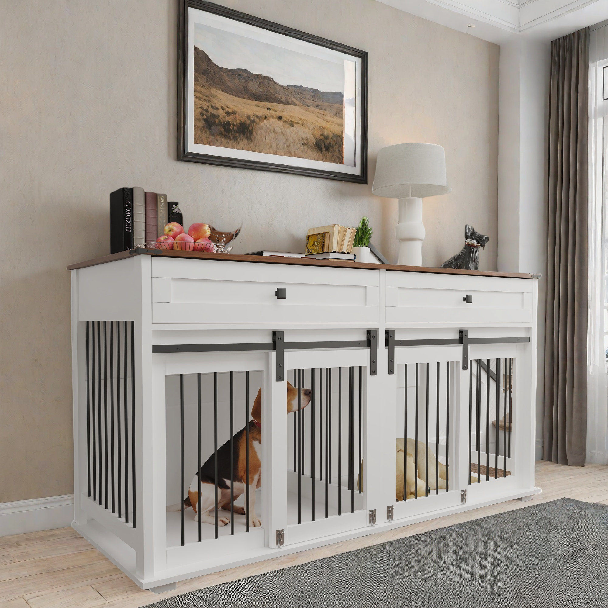 Picture of Tucker Murphy Pet™ Large Double Dog Crate With 2 Drawers, Removable ...
