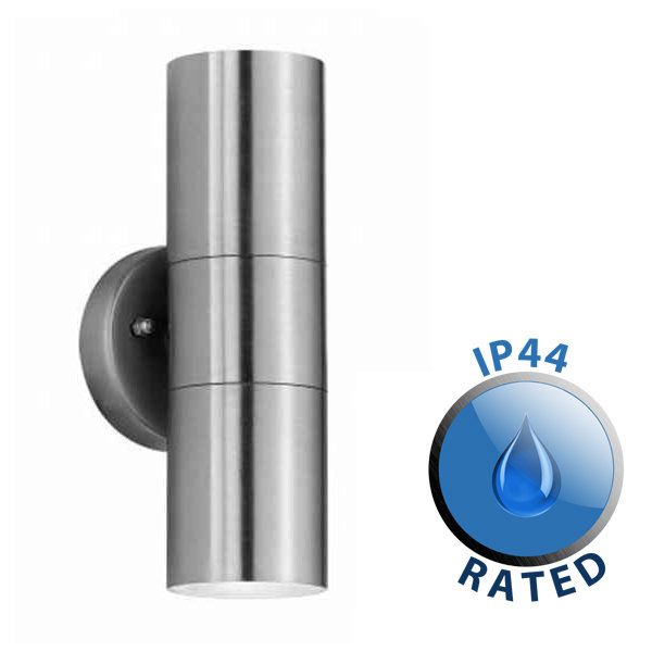 Ariock 2 - Bulb Outdoor Armed Sconce, Stainless Steel, 22cm H x 8.5cm W x 9.3cm D, No Bulb